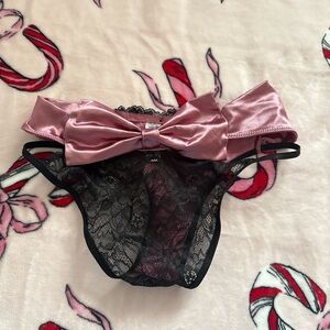 NWT aimerfeel pink black bow lace panties S